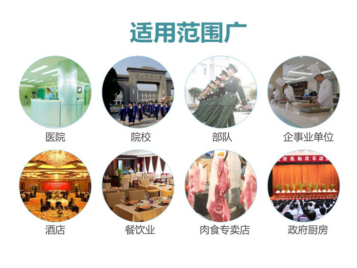 適用于酒店、飯店、食堂及個體餐飲店等